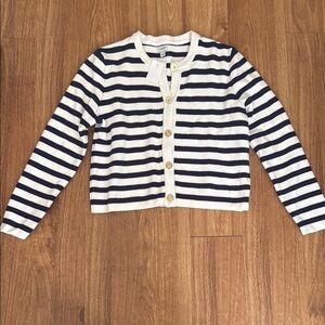 J. Crew Navy and White Striped Cardigan, size Medium